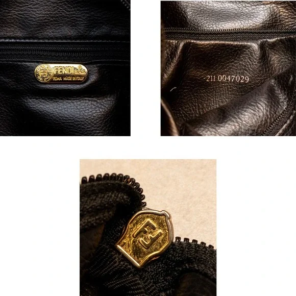 Fendi Vintage Pequin Stripe Coated Canvas Crossbody Shoulder‎ Bag Brown Tan